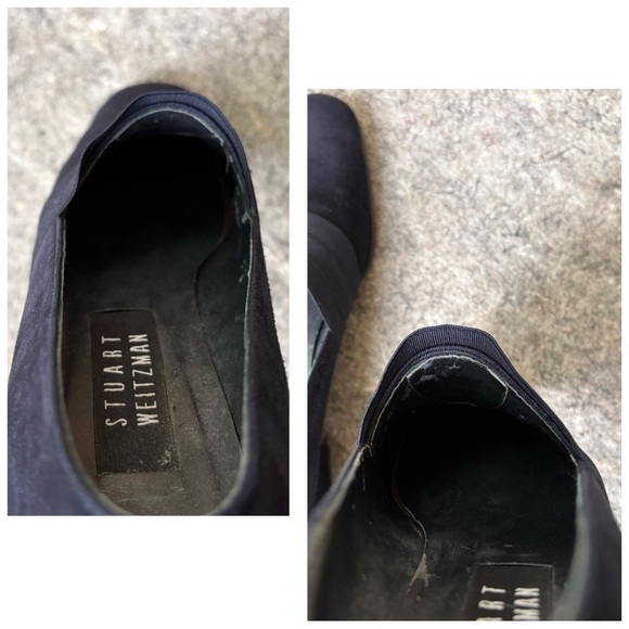 Stuart Weitzman dark navy blue suede heeld slip ons - Picture 16 of 16